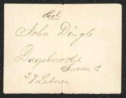 Civil War Draft Card for John Dingle, 1864