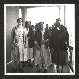Layton Old Folks Home 3414 Market St., group photo of residents, Matron Gertrude Brown front left, March 3, 1939