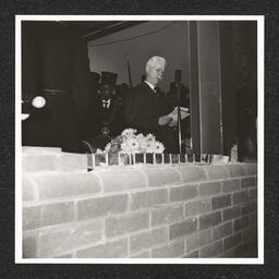 Walnut Street Christian Association, man at podium, November 19, 1939