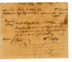 Bill and receipt for sale of Caesar, an enslaved boy, March 26, 1773